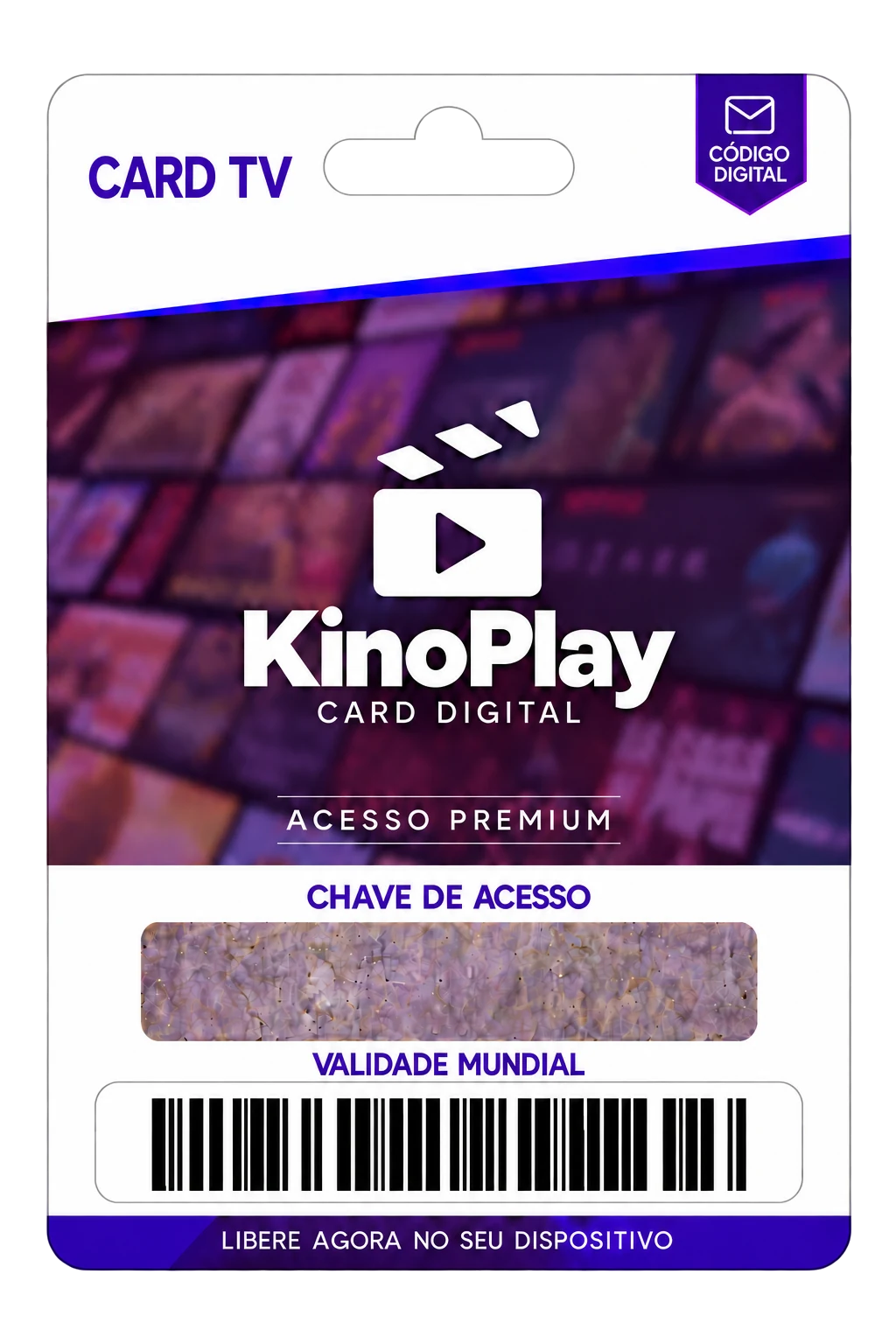 KinoPlay Card com chave de acesso e validade mundial